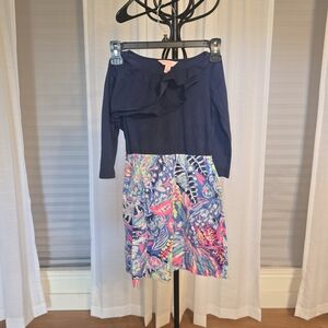 Lilly Pulitzer Navy and Vibrant Pattern Skirt Set